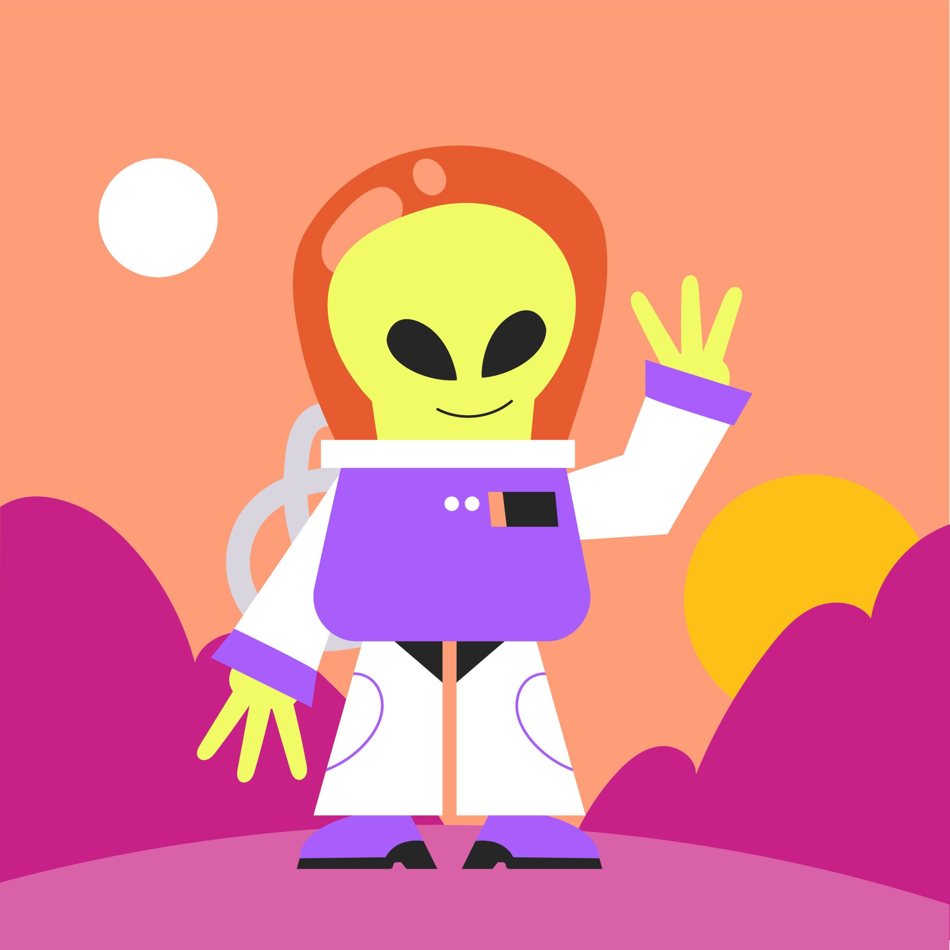 un extra-terrestre qui dit bonjour